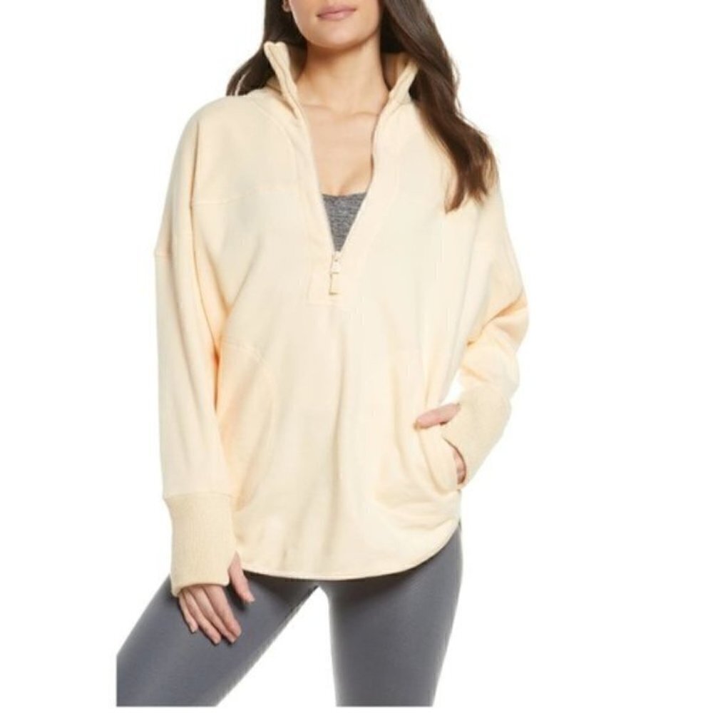 NWT Free People Recycled Fleece Pullover Peach Small